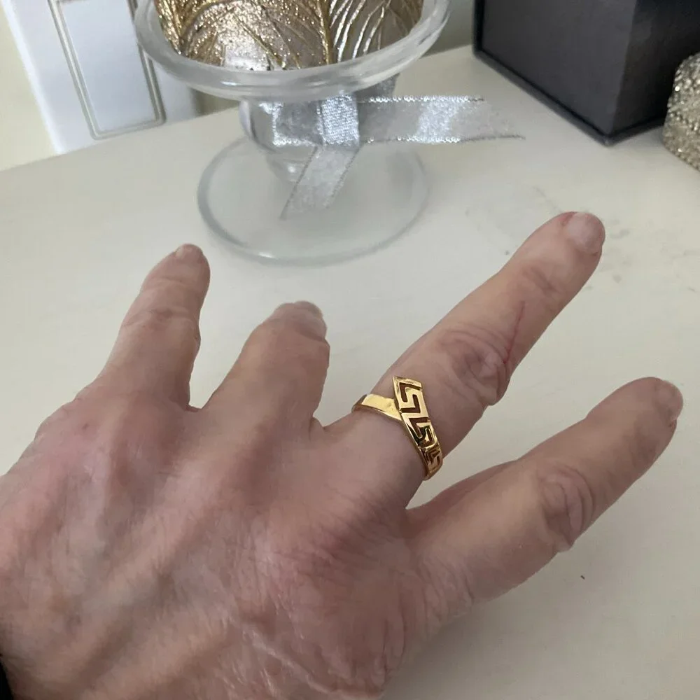 14k solid gold Greek style ring very unique